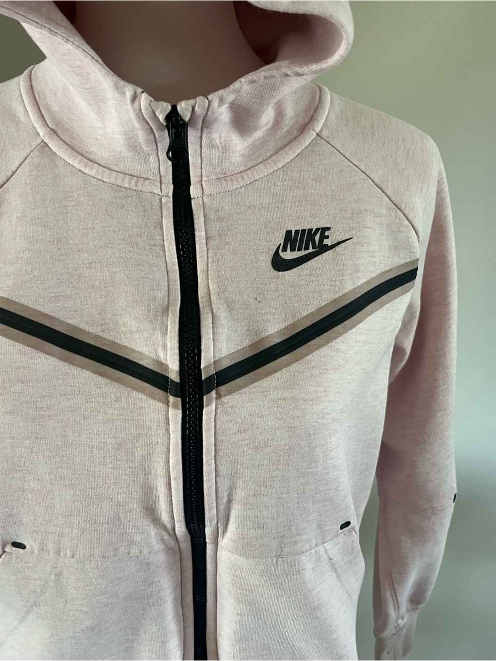 Nike Girl's Large (14-16) NSW Tech Fleece Full Zip Hoodie Pink /Heather/Black - Picture 2 of 5